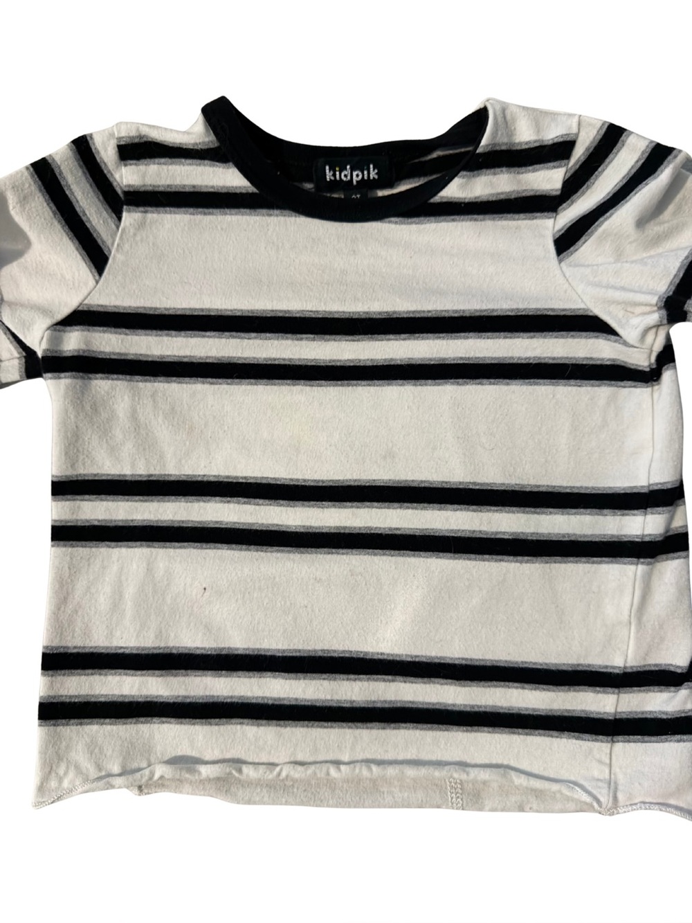 ~ kidpik - Stripe Long Sleeve Tee Cream Black 3T